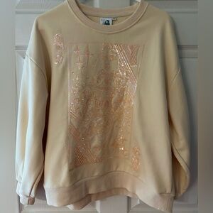 QUEEN OF SPARKLES Beige and Pink Sweater